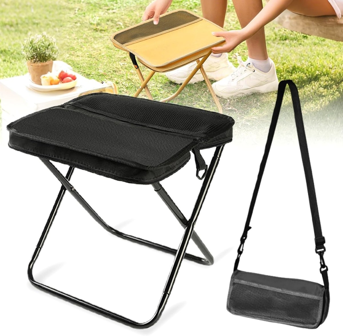 Portable Foldable Backpack Stool,Foldable Travel Stool Bag,Carry