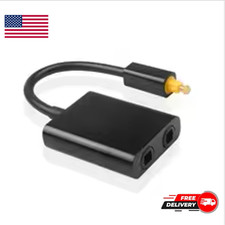 Optical Toslink Digital Splitter Adapter 1 In 2 Out Dual Port Audio Cable Fiber