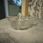 VTG Anchor Hocking Clear Glass Juicer / Reamer 1.5" Deep 6" Diam Bowl w/ Handle