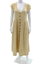 Madewell Womens Maxi Sundress Beige Floral V-Neck Button Size XS