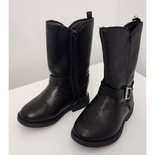 OshKosh Black Faux Leather Side Zip Fashion Riding boots shoes Toddler Size 5