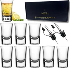 A&A Wonders 1.5 Oz Shot Glasses Set Of 8 With Heavy Base 12 Piece Set, Clear 