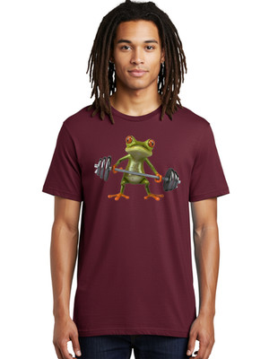 Frog-Lifting-Weights-8 Mens Graphic Tee, 100% Cotton, Casual Summer Wear