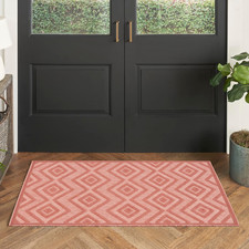 Home Versatile Coral Orange 2 X 4 Area Rug - Easy Clean Non Shedding Bed Roo