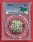 Toned PCGS MS64+ CAC 1945-D Walking Liberty Half Dollar 50C Silver Cert 35676856