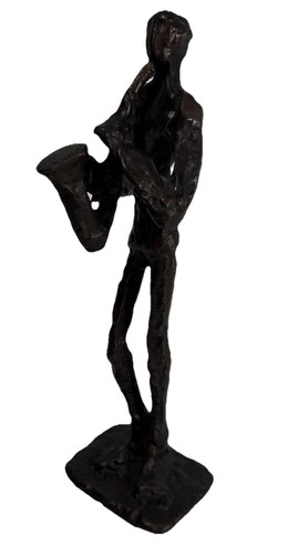Vintage Abstract Cast Bronze Saxophone Player Figure 8 Inches