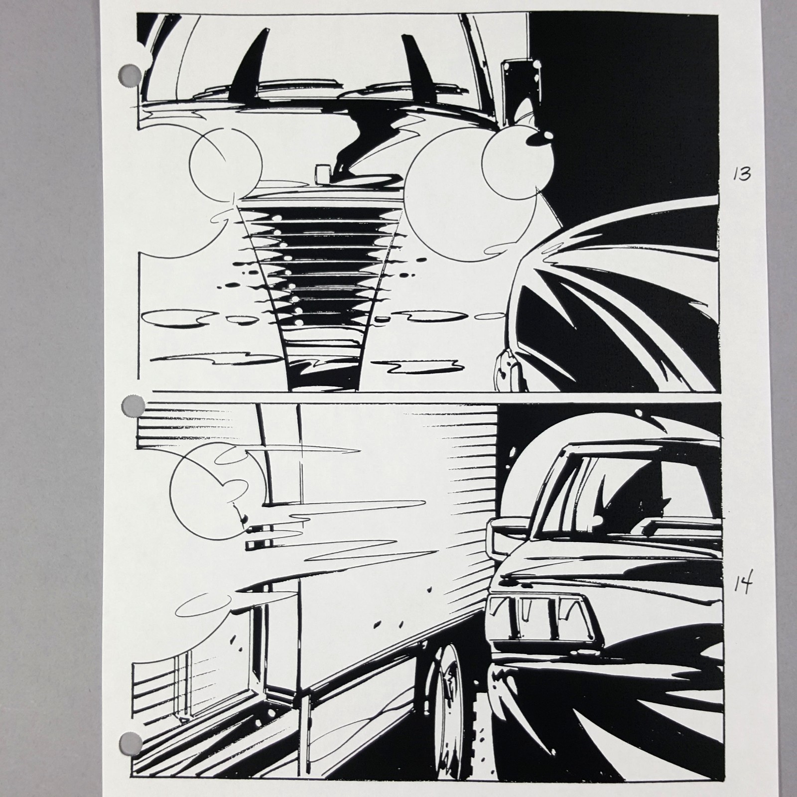 Image 6 of The Matrix Production Used Storyboard - Truck Neo Lands on Speeds Off
