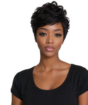 LUXLUXE Pixie Cut Perücke mit Pony - Damen 10'' kurz lockig 77g Haarteil