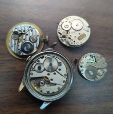 Lot of 4 Vintage Manual Wristwatch Movements Parts or Repair