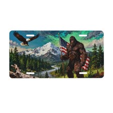 Bigfoot American Flag Bald Eagle License Plate  Aluminum Car Decor 6