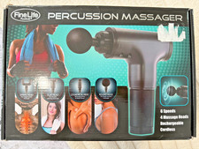 FineLife Percussion Massager Muscle Rehabilitation Gun 6 Speeds 4 Heads.