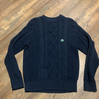 NEW LL Bean Mens M Heritage Cotton Fisherman Sweater Crewneck Organic Knit