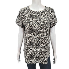 Women  s Top Small Size Leopard Printed Short Sleeves Casual Trendy Blouse Pocket