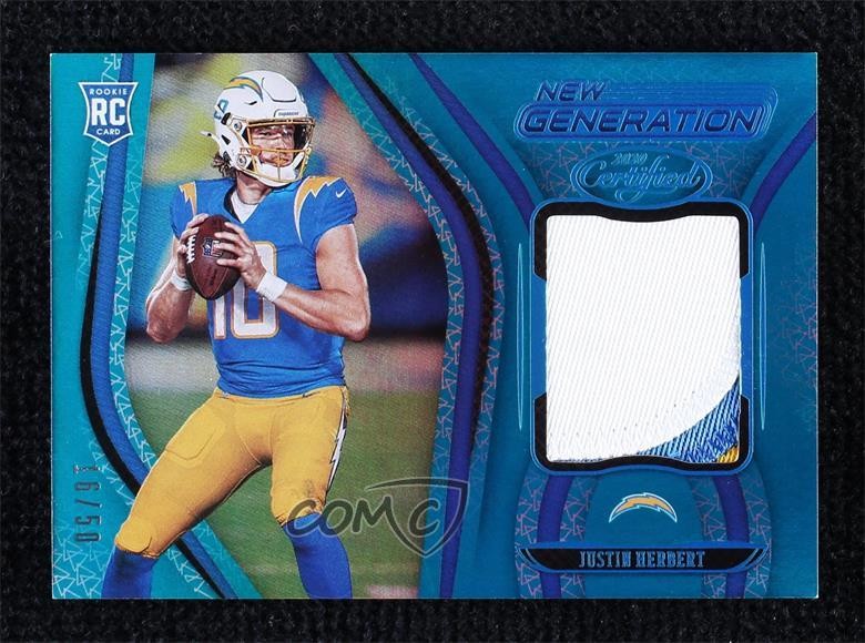 2020 Certified Teal 16/50 Justin Herbert #3 Rookie RC 14hk