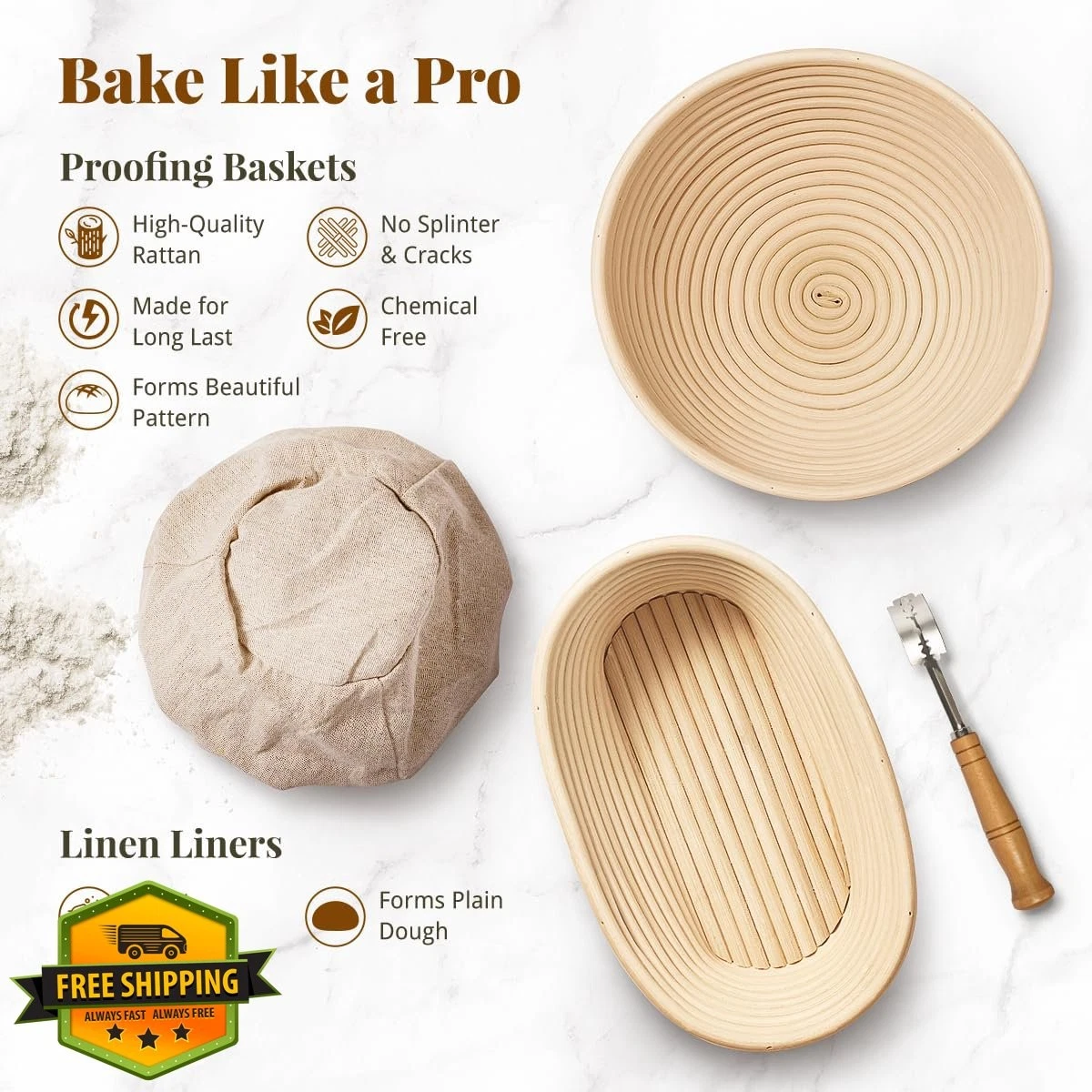BAVIFY Sourdough Starter Kit Banneton Bread Proofing Set