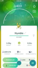 Pokemon Shiny Nymble  - TRA'DE 1 mill Dust Or 20k Dust GO - Read Description