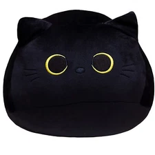10'' Cute Black Cat Plush Toys Soft Cat Pillow Squishy Plushies Cat Stuffed A...