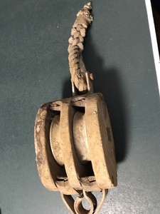 Large Antique Wood Wooden Ship Boat Block Double Wheel Tackle Ebay