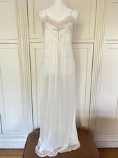 Vintage Cream Long Open Back Night Dress With Lace See Measurements