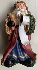 2002 Young's Inc. Santa Clause w/ Wish List And Teddy Bear  figurine 10”