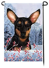 Chiweenie Winter Berries Garden Flag