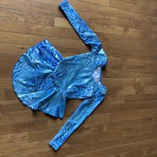 MotionWear Girl Metallic Blue Long Sleeve Leotard with 8-10