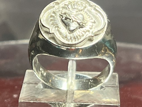 Sacred Heart Catholic Sterling Silver Men Ring SZ 12 Real Sterling 14 GRAMS - Picture 2 of 5