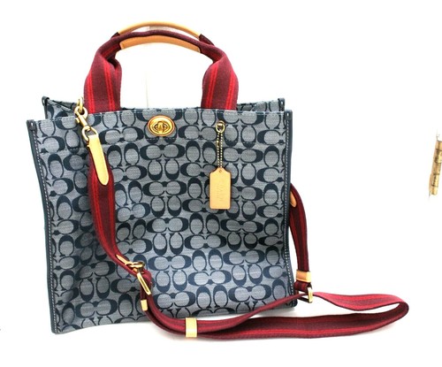 coach denim field tote