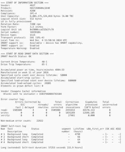 HGST Ultrastar He6 HUS726060ALS640 6TB 7200RPM SAS2 6Gbps 64MB 512 3.5" 0F18370 - Afbeelding 12 van 15