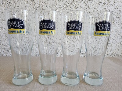 Set of 4 Samuel Adams Summer Ale Now in Season Sailboat Logo Beer Glass 14 oz