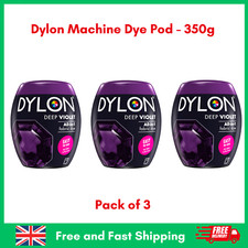 3 X Dylon Machine Dye Pod 30 DEEP VIOLET 350g All in 1 Fabric Colour Dye Clothes