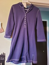 J CREW JUNIOR MED NAVY BLUE HOODED DRESS