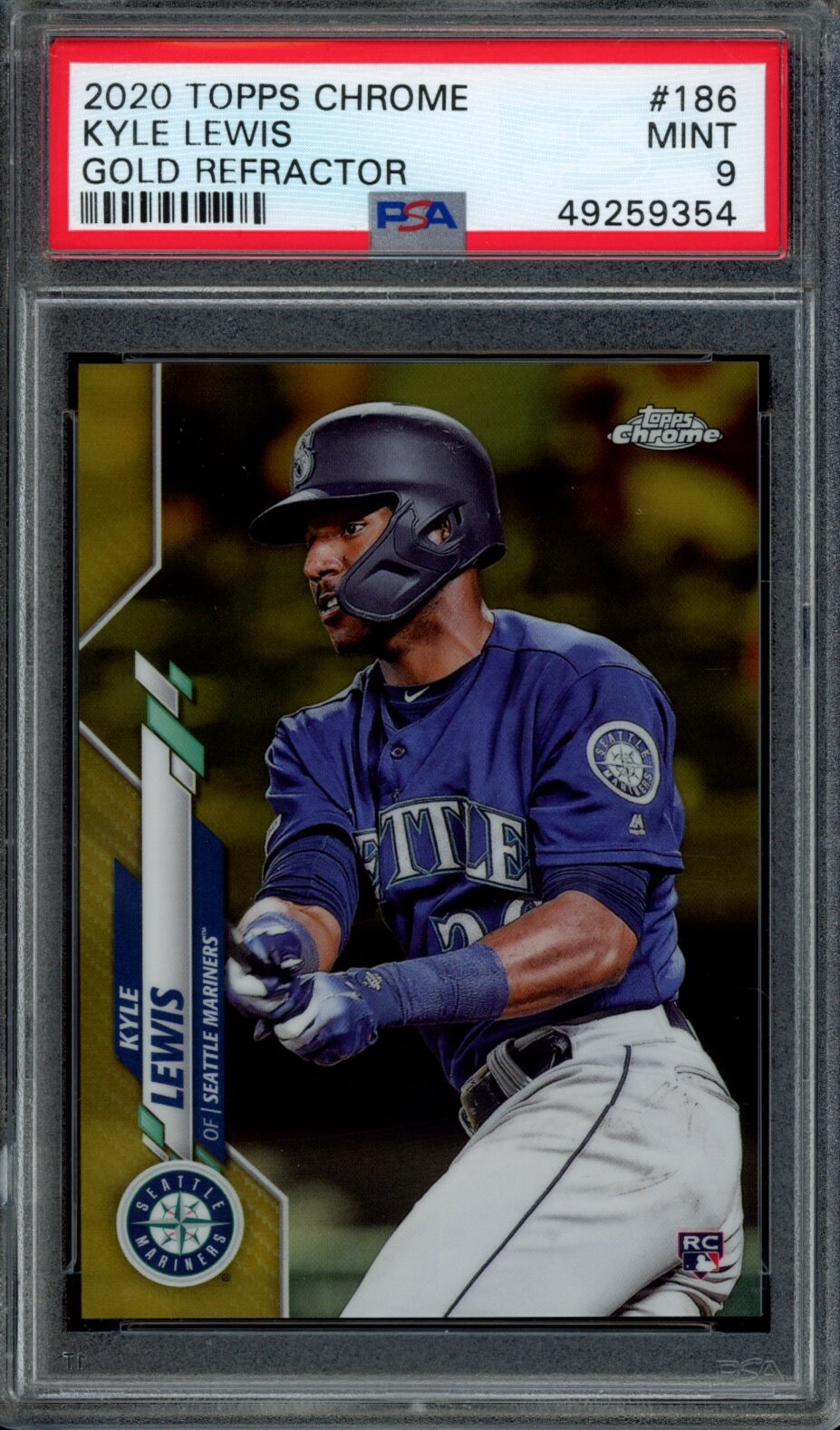 2020 Topps Chrome #186 KYLE LEWIS Gold Refractor Rookie PSA 9 Mint RC #/50 ROY