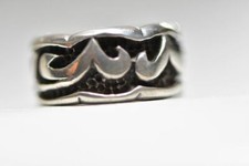 Floral Ring Geometric Abstract Heavy Band Sterling Silver Women Size 6.75