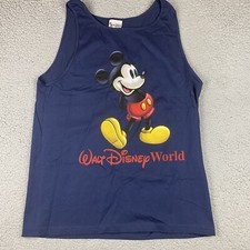 VTG Walt Disney World Mickey Mouse Tank Top Navy Blue Size XL Made in USA 90s