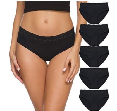Wealurre 5 Pack Cotton Panties Bikini Hipster Underpants Lace Brief  LARGE