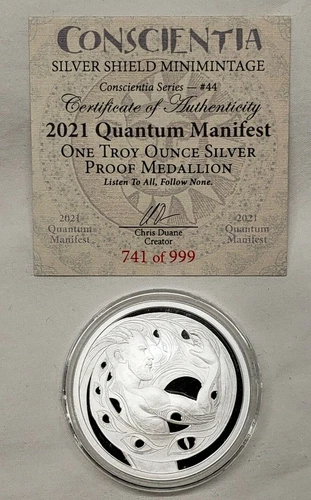 1oz Silver Shield 2021 Quantum Manifest Proof Silver Coin #44 Conscientia Series