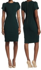CALVIN KLEIN SHEATH DRESS, UNIQUE TULIP SLEEVE, MALACHITE, SIZE 10 NWT