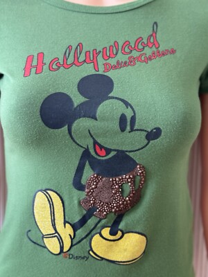 DOLCE & GABBANA T-shirt Small Xs Hollywood Green Mickey D&G