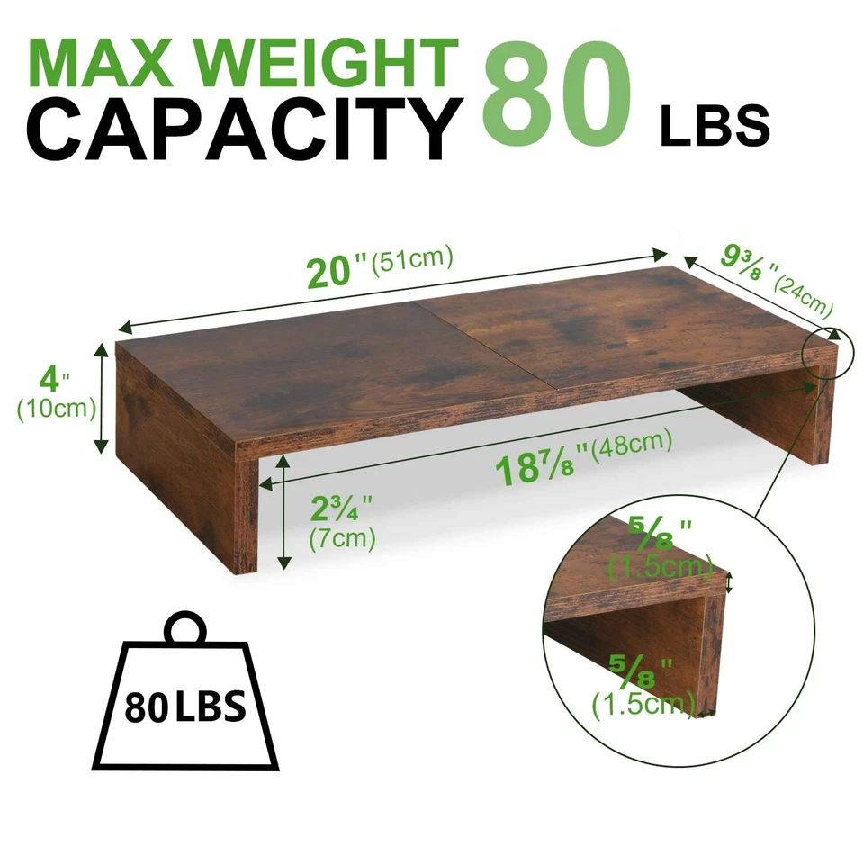 2 Pack 20 inch Monitor Stand Riser, Wood Monitor Stand for Desk Organization. - Image 2 of 4