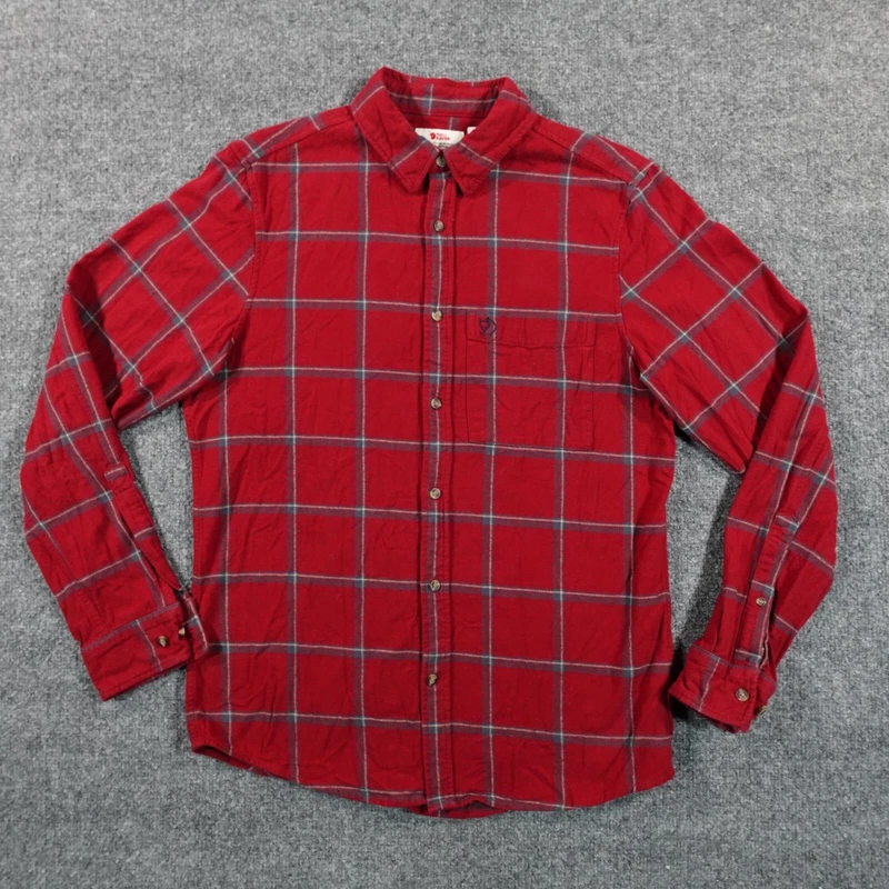 fjallraven plaid flannel button up comfort fit cotton shirt