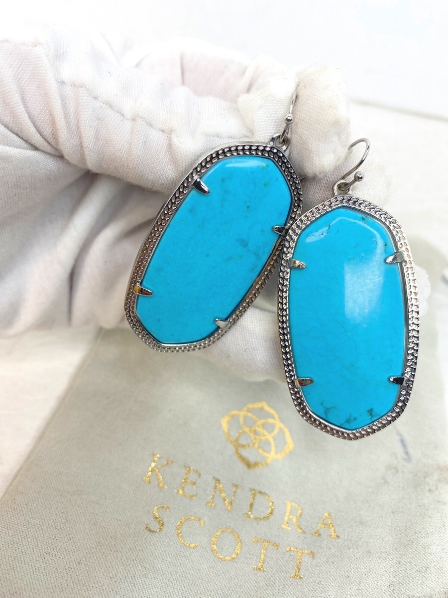 Kendra Scott Turquoise Blue Veined Vintage Silver Danielle