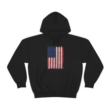 Distressed US Flag Unisex Heavy Blend Hooded Sweatshirt Hoodie