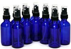 Glass Spray Bottles - 12 Piece 2oz Cobalt Blue Small Glass Bottles Black Sprayer