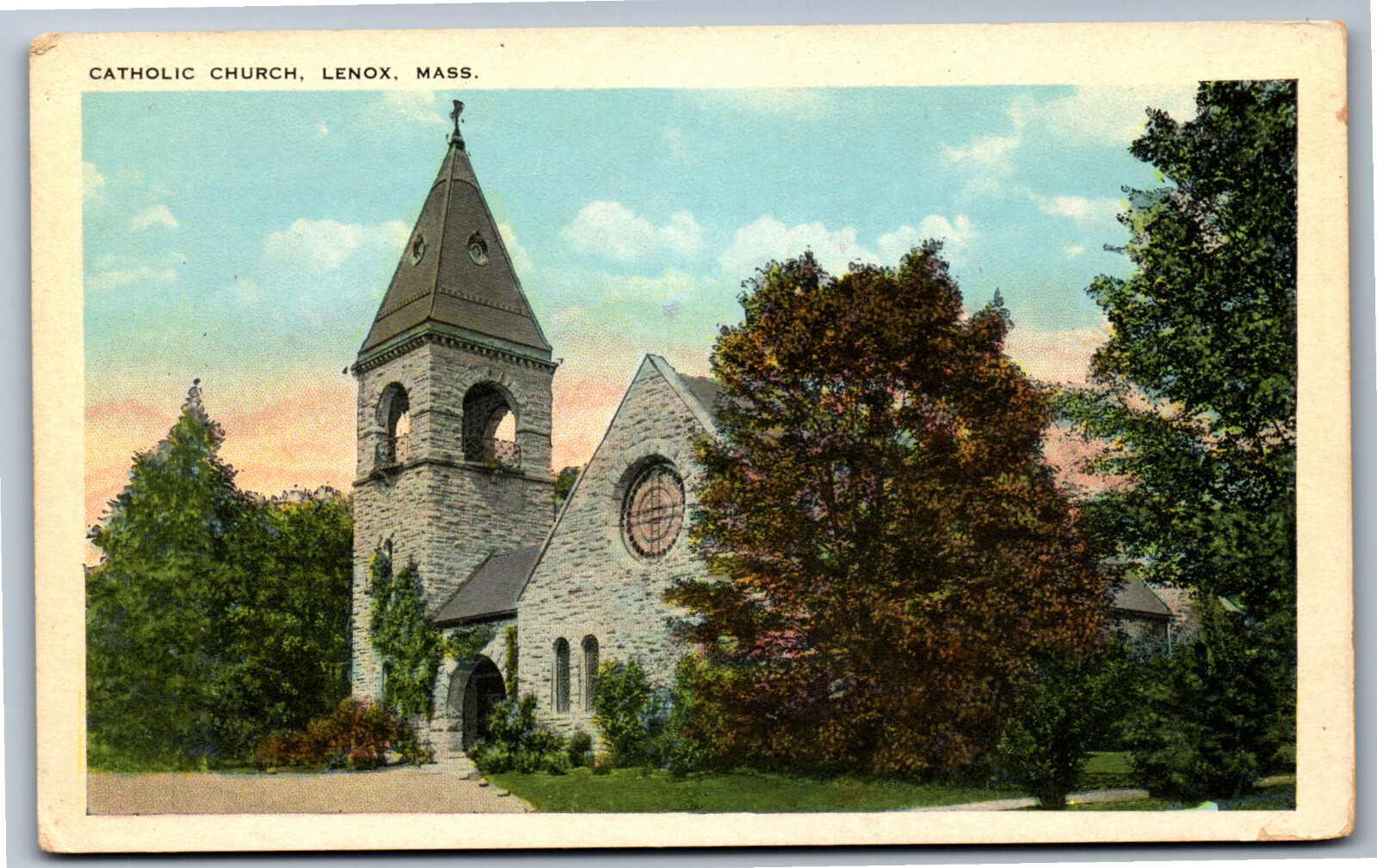 Postcard MA Catholic Church Lenox Massachusetts T12 eBay