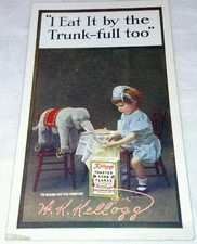 Vintage Kellogg Cornflakes " I Eat it by the Trunkfull Too"