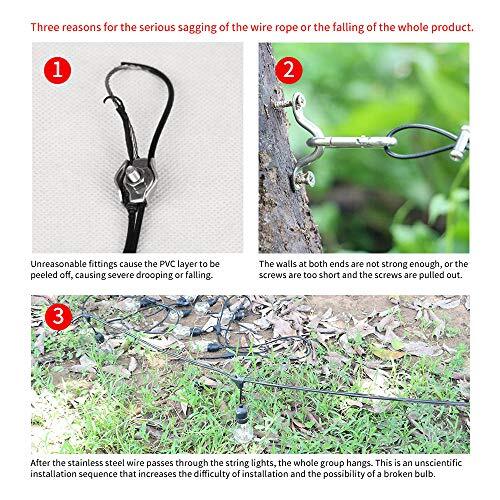164ft Lights Hanging Kit String Vinyl-Coated 304 Stainless Steel Cable Wire Rope