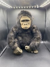 Fao Schwarz Fifth Avenue Stuffed Sitting Silverback Gorilla 18" Soft Face