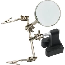 Third Hand Jewelry Soldering Tool with Magnifying Glass, Dual Aligator Clips