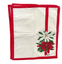 Vera Newman Christmas Holiday Poinsettia VTG Placemats 6 Total 16.25" x 19.5"